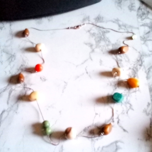 Long Multi-colored Mixed Material Necklace - Picture 2 of 9